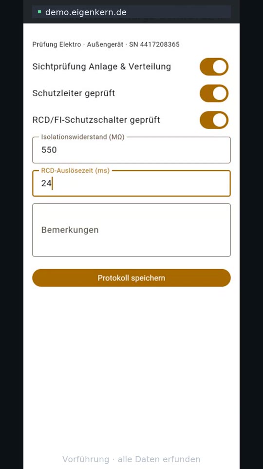 Die App auf dem Telefon: Prüfliste eines Betriebs